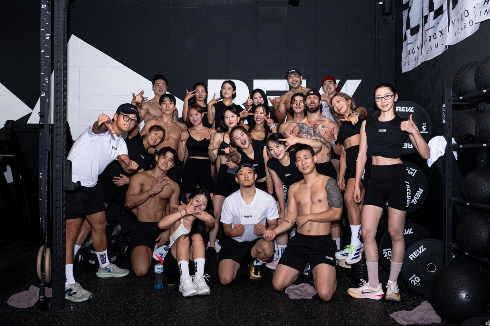 REVL x FREEDOM HYROX class group photo at REVL, Gangnam, Seoul